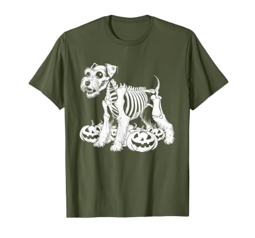 Miniature Schnauzer Lovers Halloween Dog Costume Miniature Schnauzer Skeleton Birthday Halloween Mens Womens T-Shirt - size