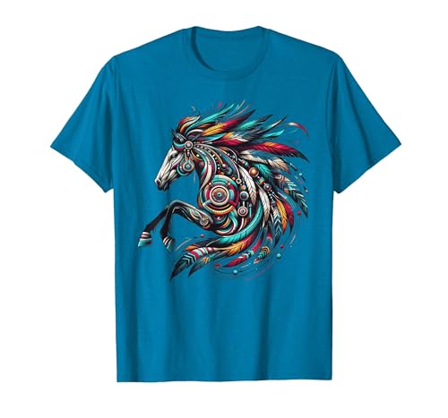 Mystical Native American Horse Farm Heritage Spirituality T-Shirt - size chart