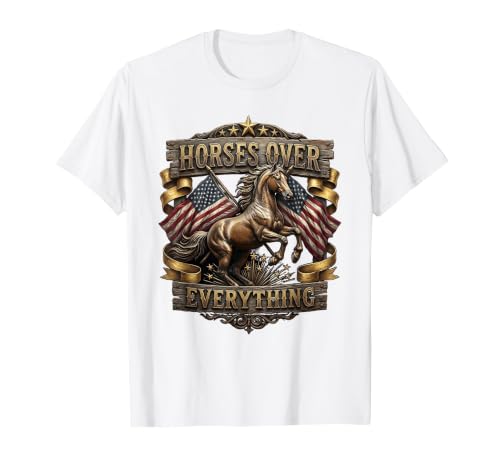 Mademark Horses Over Everything Equestrian Design T-Shirt - Men - size chart