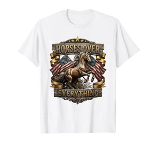 Mademark Horses Over Everything Equestrian Design T-Shirt - Men - size chart