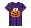 Halloween Tees for Women Men Kids Funny Pumpkin Nurse Scary Halloween Costume RN CNA ICU Women T-Shirt - size chart