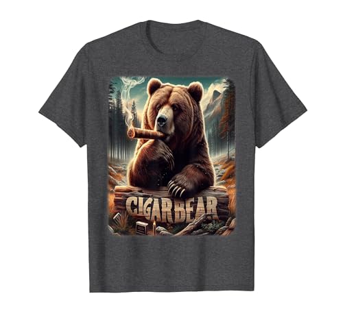 CigarKurt Cigar Smoking Cigar Bear T-Shirt - size chart