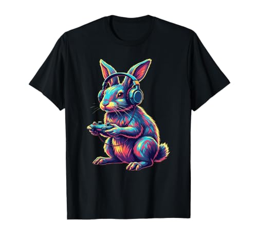 Rabbit Gaming Animal Video Games Funny Rabbit T-Shirt — design detail