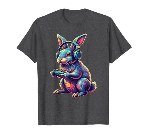 Rabbit Gaming Animal Video Games Funny Rabbit T-Shirt — design detail