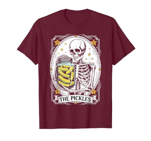 Tarot Card Skeleton Halloween Ades.shirt The Pickles Tarot Card Skeleton Canning Season Gardener T-Shirt - size chart