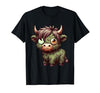 Cute Highland Cow Zombie Halloween Designs Highland Cow Zombie Halloween Farm Animal Women Girls T-Shirt - size chart