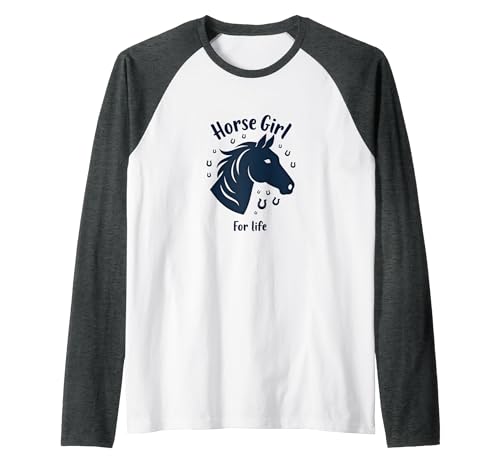 Mademark Horse Girl For Life Equestrian Passion Horseshoe Luck Raglan Baseball Tee - size chart