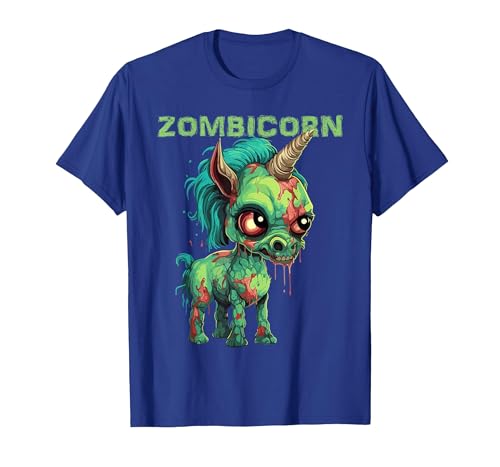 Unique All Hallows Eve Animal Meme Merch Stuff Funny Zombie Unicorn Halloween Tshirt Zombicorn Creature T-Shirt - size chart