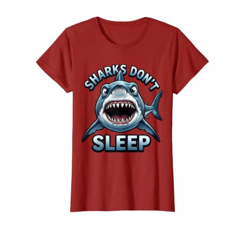 Mademark Sharks Don't Sleep Ocean Predator Design T-Shirt - size chart