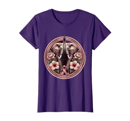Mademark Elephant Pink Flowers Breast Cancer Awareness T-Shirt - Women - size chart