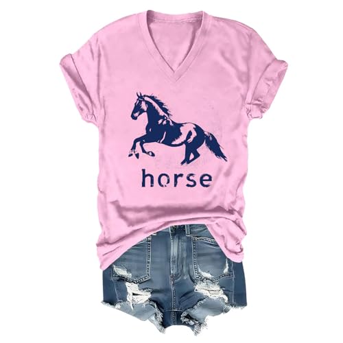 Pukcoun Horse Shirt Horse Lover V-Neck Shirt Retro Graphics T-Shirt Unisex - size chart