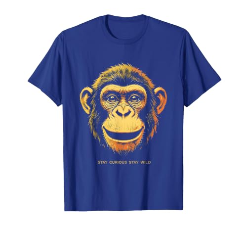 Mademark Stay Curious Stay Wild Monkey Graphic Design T-Shirt - Men - size chart