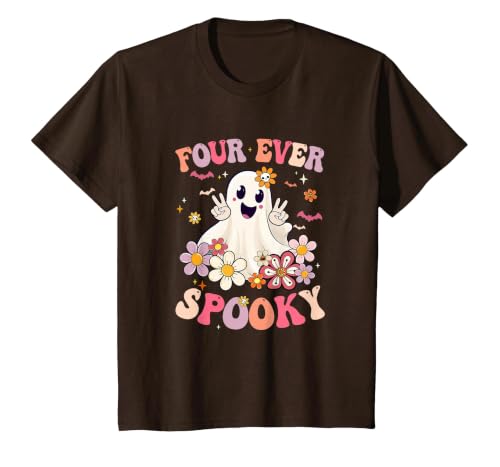 4th Birthday Party Halloween Costume Four Ever Spooky Halloween 4Th Birthday Party Decorations T-Shirt - size chart