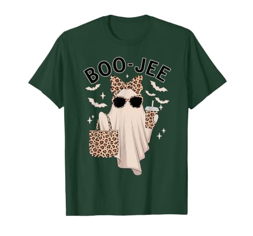 Halloween Boo-Jee Leopard Ghost Coquette Bow Coquette Leopard Ghost Coffee Boo-JEE Halloween Boujee Ghost T-Shirt - size