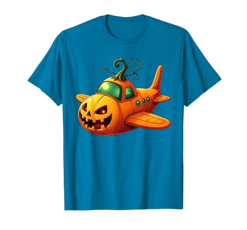 Funny Halloween Airplane Costume for Kid Boy Funny Airplane Pumpkin Pilot Lovers Halloween Mens Boys Kids T-Shirt - size