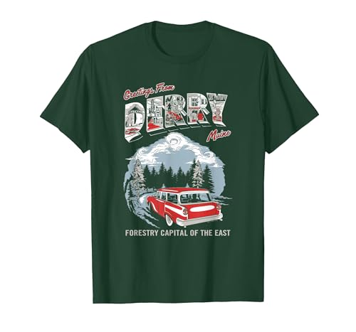 IT: Welcome to Derry Greetings Tourist Horror TV Show T-Shirt - size chart