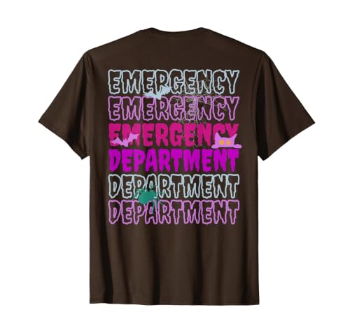 ER Nurse Halloween Pumpkin Emergency Department Spooky Emergency Department Ghost ER Nurse Halloween T-Shirt - size chart