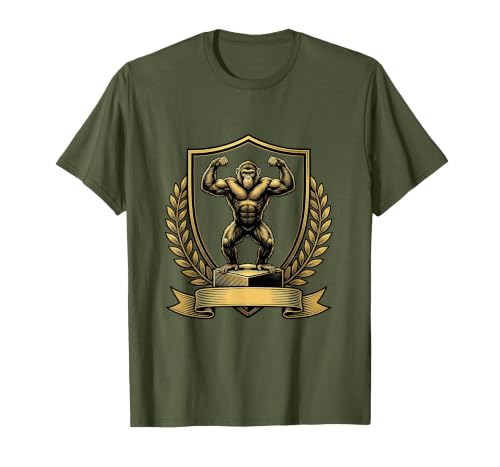 Mademark Monkey Flexing Muscles on Gym Podium T-Shirt - Men - size chart