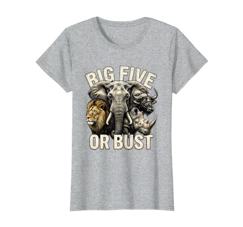 Mademark Big Five or Bust Safari Wildlife Design T-Shirt - Women - size chart