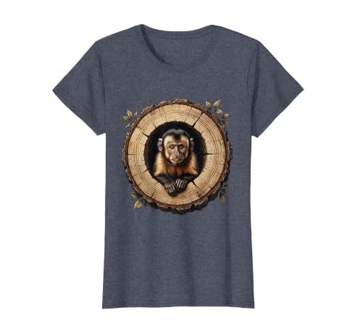 Mademark Capuchin Monkey in Hollow Log Illustration T-Shirt - Women - size chart