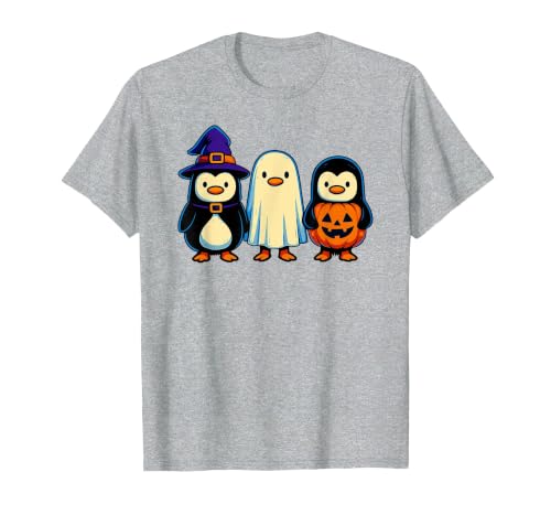 Nerrrdy Penguin Witch Ghost Pumpkin Men Women Kids Funny Halloween T-Shirt - size chart