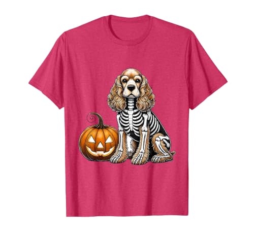 Spooky Cocker Spaniel Skeleton Costumes Halloween Cocker Spaniel Skeleton Jack O Lantern Funny Dog Halloween T-Shirt - size