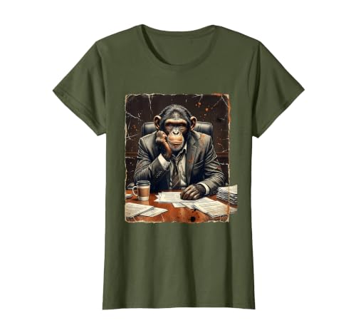 Mademark Monkey in a Suit Stuck in a Meeting Funny Gift T-Shirt - Women - size chart