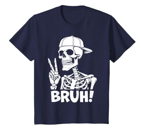 Skeleton Peace Sign Shirts For Men Women & Kids Bruh Skeleton Hand Peace Sign Halloween Skeleton Hand Sign T-Shirt - size