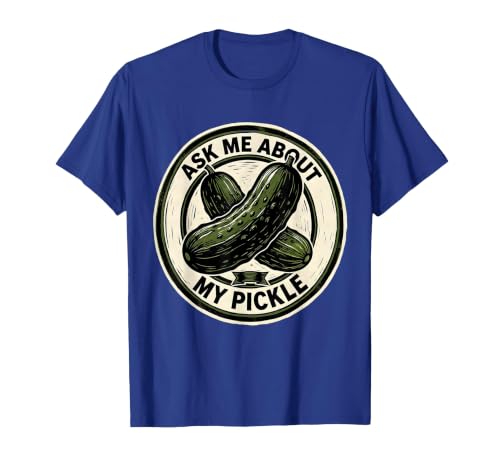 Mademark Ask Me About My Pickle Funny Halloween Party Couple Costume T-Shirt - size chart