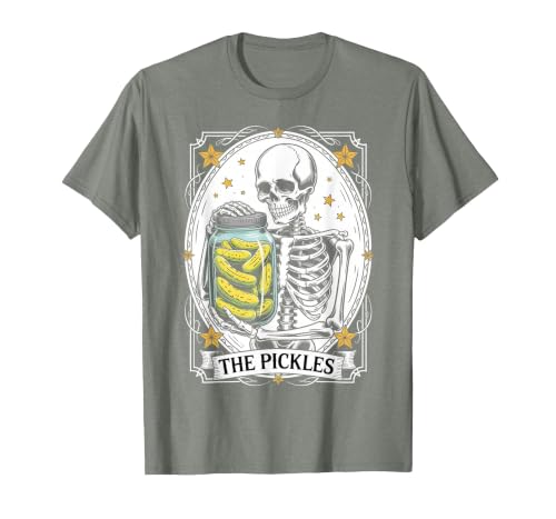 Tarot Card Skeleton Halloween Ades.shirt The Pickles Tarot Card Skeleton Canning Season Gardener T-Shirt - size chart