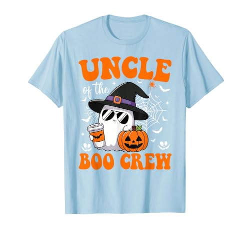 Halloween Family Matching Costume Boo Ghost Tee. Uncle Boo Crew Groovy Ghost Matching Family Halloween T-Shirt - size chart