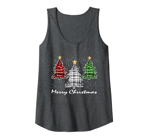 Christmas Trees Lights Buffalo Plaid Tee Gifts Trees Christmas Buffalo Red Plaid Men Women Christmas Tree Tank Top - size