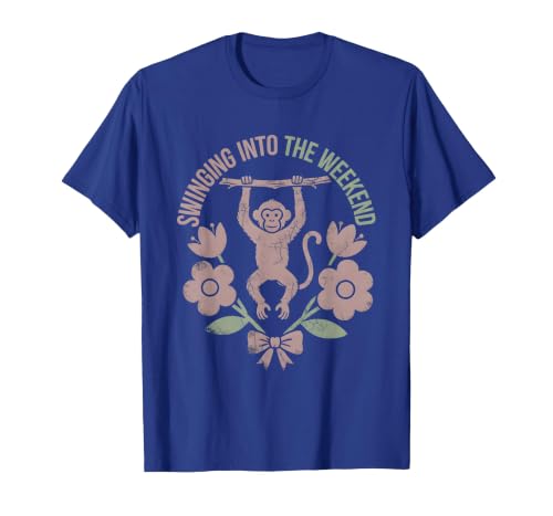 Mademark Swinging Into the Weekend Monkey Design T-Shirt - Men - size chart