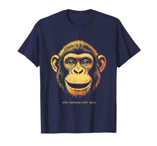 Mademark Stay Curious Stay Wild Monkey Graphic Design T-Shirt - Men - size chart