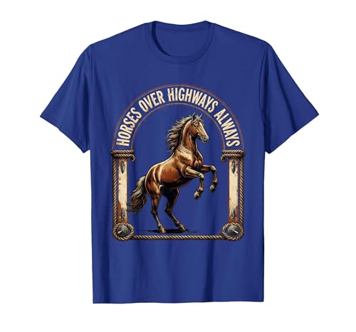 Mademark Horses Over Highways Always Equestrian Design T-Shirt - Men - size chart