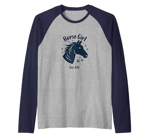 Mademark Horse Girl For Life Equestrian Passion Horseshoe Luck Raglan Baseball Tee - size chart