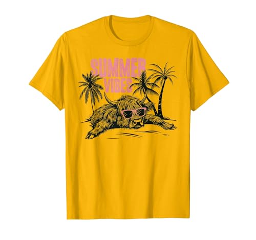 Summer vibes Highland cow t -shir t Summer Vibes Highland Cow T-Shirt - size chart
