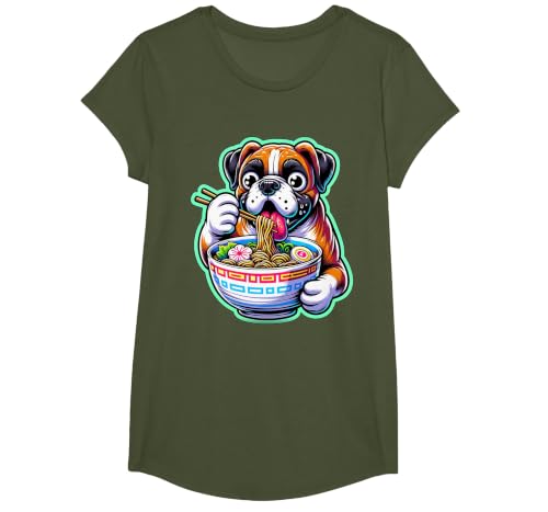 Noodle Ramen Boxer Dog Kawaii Anime Boxer Dog Ramen T-Shirt - size chart