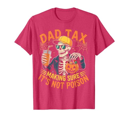Dad Tax Halloween Pumpkin Candy Art Dad Tax Halloween Pumpkin Candy Funny Skull Men Dad Joke T-Shirt - size chart