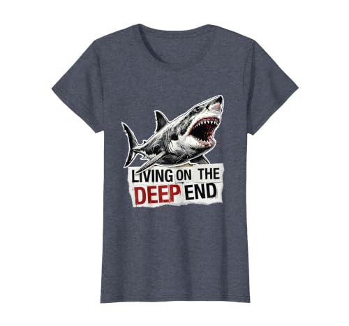 Mademark Living on the Deep End Shark Ocean Design T-Shirt - size chart