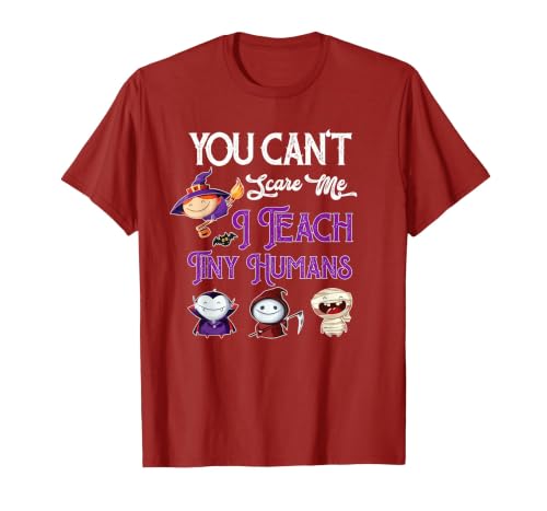 Happy Halloween Costume Tee You Can't Scare Me I Teach Tiny Humans Funny Halloween T-Shirt - size chart
