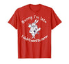 Sorry I'm Late, I Didn't Want to Come White Rabbit Watch T-Shirt — design detail