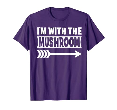 Funny Lazy & Easy Halloween Couple Costume Tee I'm with The Mushroom Halloween Costume Mushroom Halloween T-Shirt - size