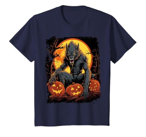 FrightNightFits Werewolf Orange Halloween T-Shirt - size chart