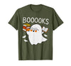 Halloween Tees for Women Men Kids Booooks Ghost Reading Halloween Library Librarian Teacher T-Shirt - size chart