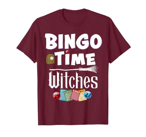 Bingo Time Witches Halloween Bingo Player Novelty Halloween Bingo Time Witches Funny Women Bingo Player T-Shirt - size chart
