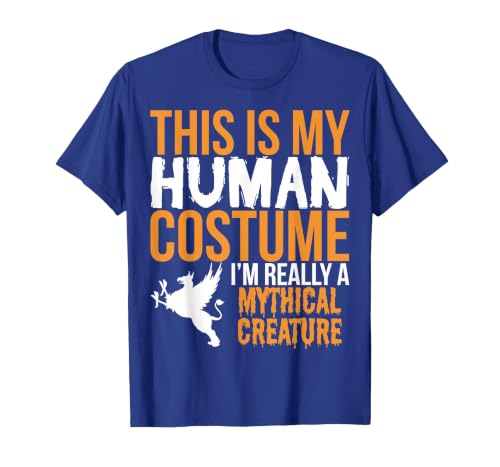 This is My Human Costume Mythical Creature - Halloween Funny T-Shirt - size chart