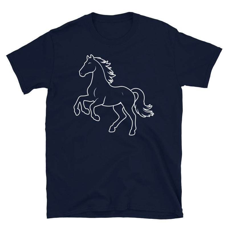 Generic Horse T-Shirt, Horse Silhouette Outline Graphic Equestrian Riding #25D3 - Navy