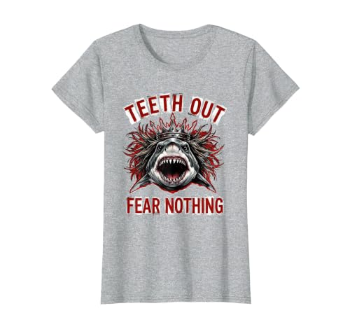 Mademark Teeth Out Fear Nothing Bold Shark Women Design T-Shirt - size chart