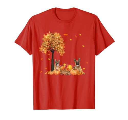 Funny German Shepherd Thanksgiving Halloween German Shepherd Autumn Leaf Fall Dog Thanksgiving Halloween T-Shirt - size chart